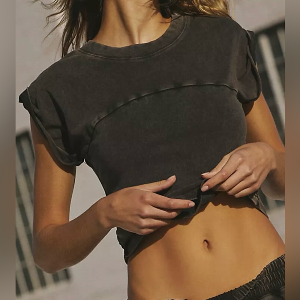 FREE PEOPLE HOT SHOT CROSSOVER BLACK SHIRT XS!!